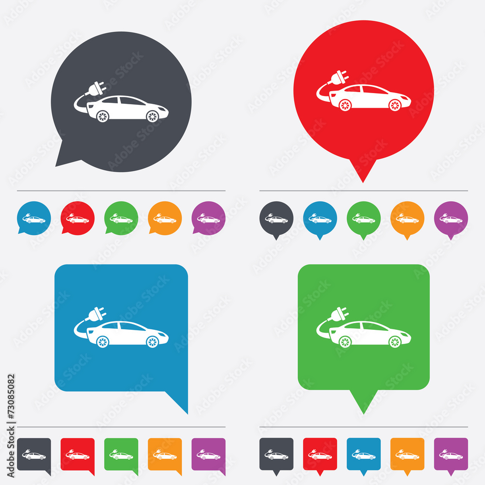 Electric car sign icon. Sedan saloon symbol. Electric car sign icon. Sedan saloon symbol.