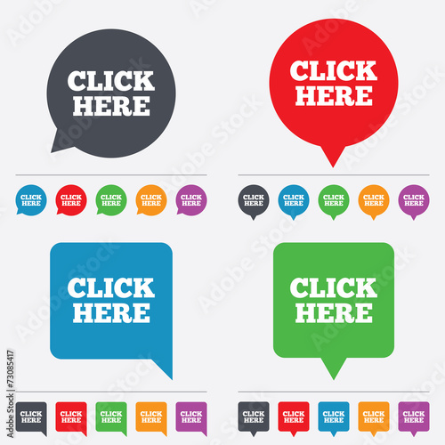 Click here sign icon. Press button.