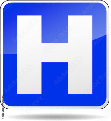 blue hospital sign