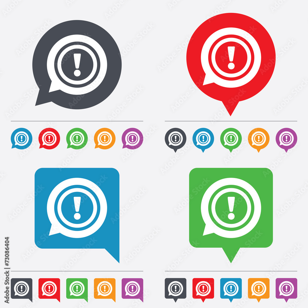 Exclamation mark sign icon. Attention symbol. Exclamation mark sign icon. Attention symbol.