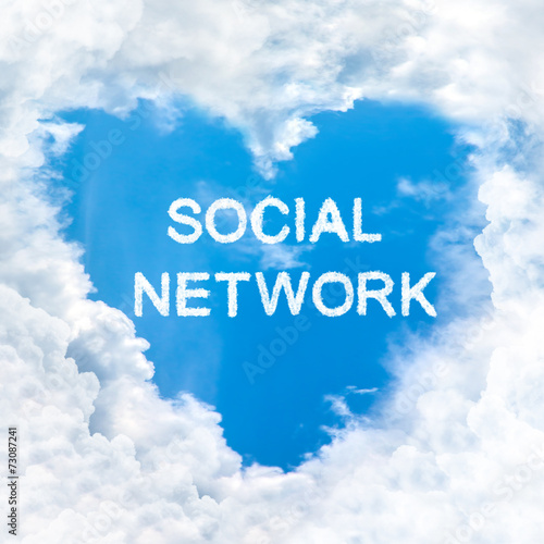 social network word cloud blue sky background only