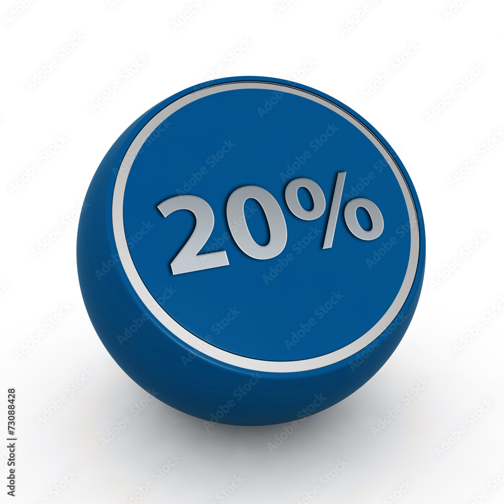 Twenty percent circular icon on white background Twenty percent circular icon on white background