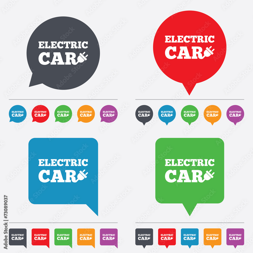 Electric car sign icon. Electric vehicle symbol Electric car sign icon. Electric vehicle symbol