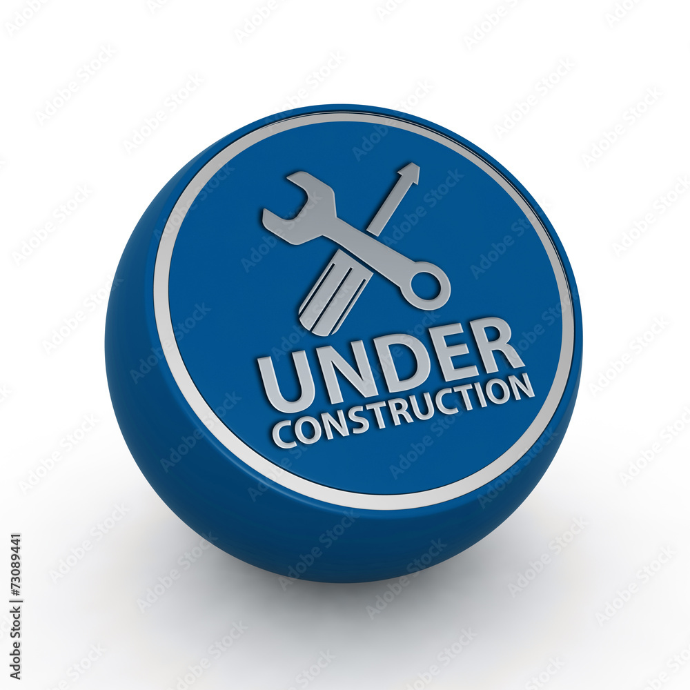 Under construction circular icon on white background Under construction circular icon on white background