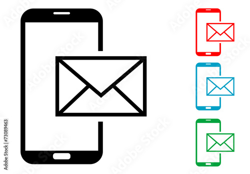 Pictograma correo smartphone con varios colores