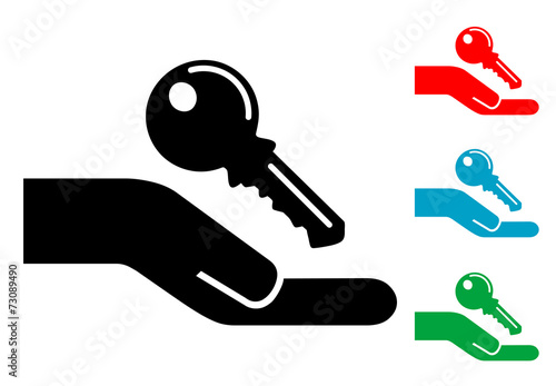 Pictograma mano con llave con varios colores