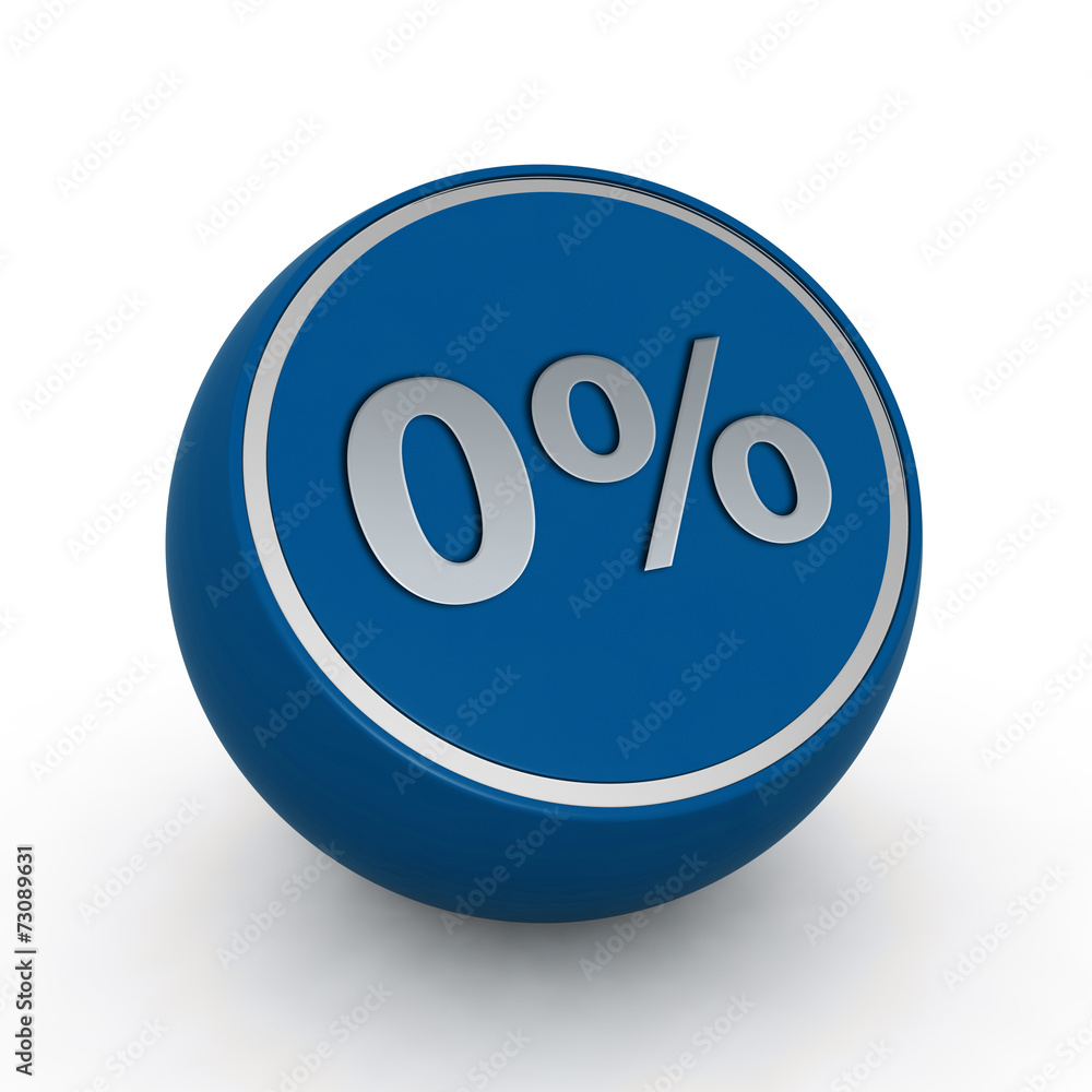 Zero percent circular icon on white background Zero percent circular icon on white background
