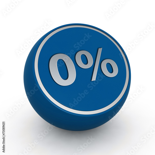 Zero percent circular icon on white background