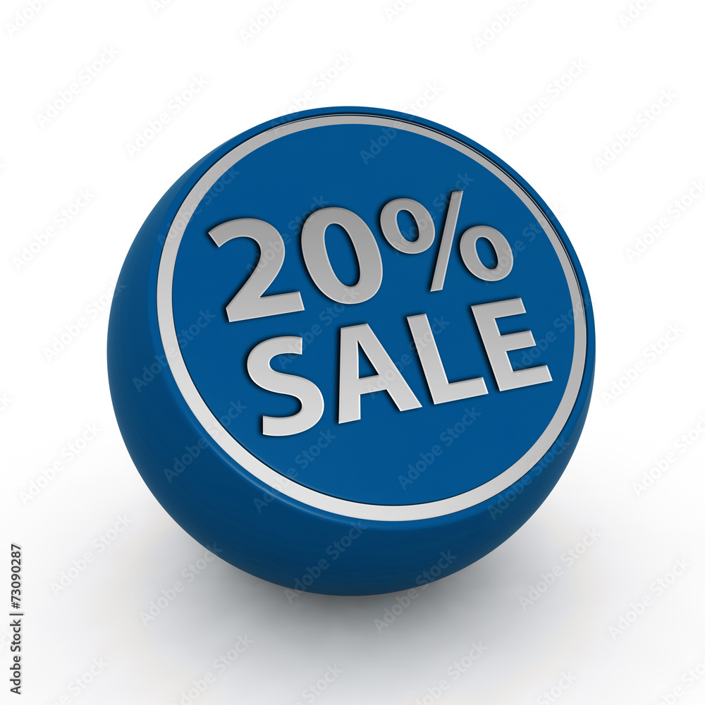 Sale twenty percent circular icon on white background Sale twenty percent circular icon on white background