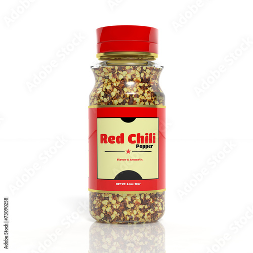 3D Red Chili Pepper glass grinder bottle isolated