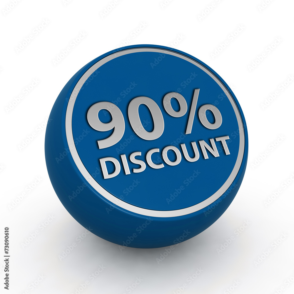 Discount ninety percent circular icon on white background Discount ninety percent circular icon on white background