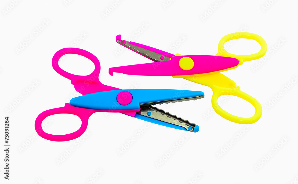 pair zigzag scissors for art Stock Photo