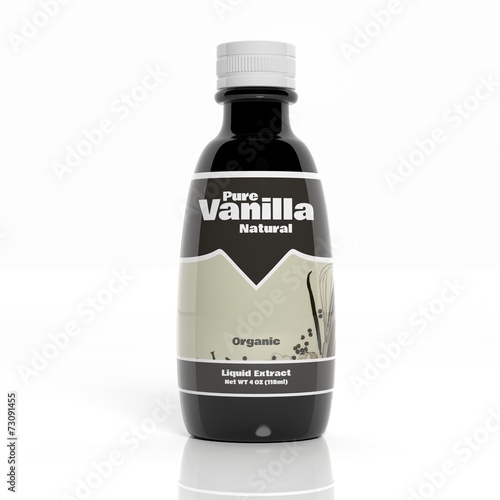 3D Vanilla extract bottle isolated on white