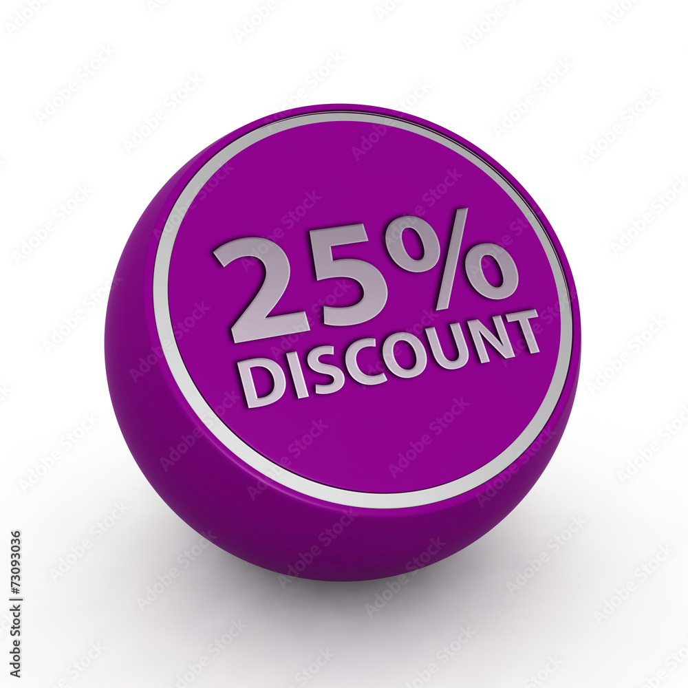Discount 25 circular icon on white background Discount 25 circular icon on white background