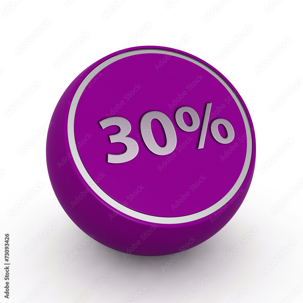 Thirty percent circular icon on white background Thirty percent circular icon on white background