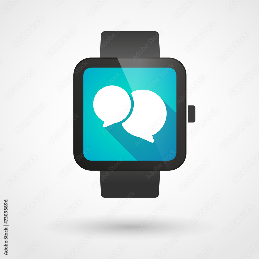 Smart watch icon with a comic balloon Smart watch icon with a comic balloon