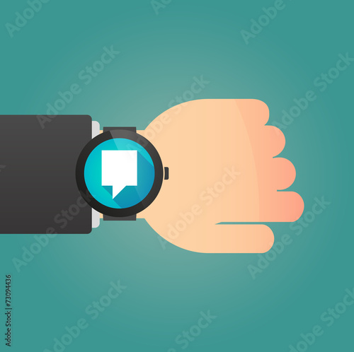 Hand with a smart watch displaying a tooltip