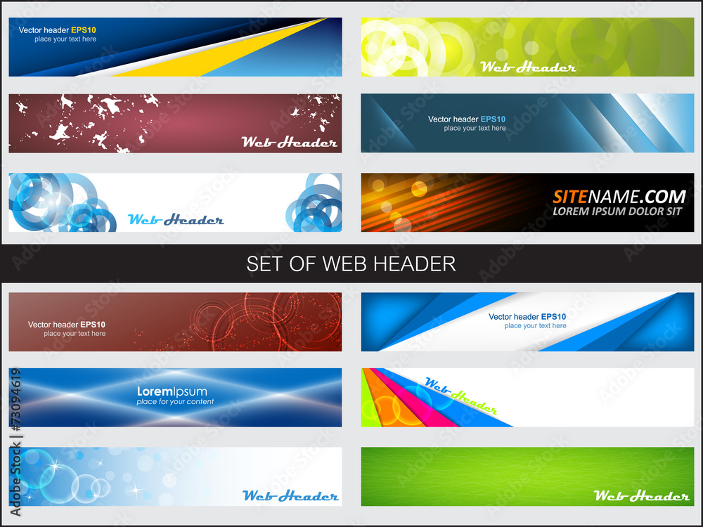 Set of web header or banner, editable vector design