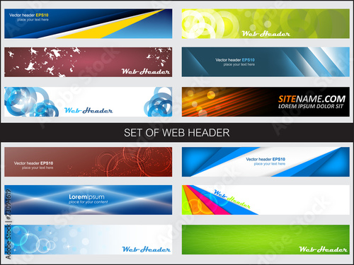 Set of web header or banner, editable vector design