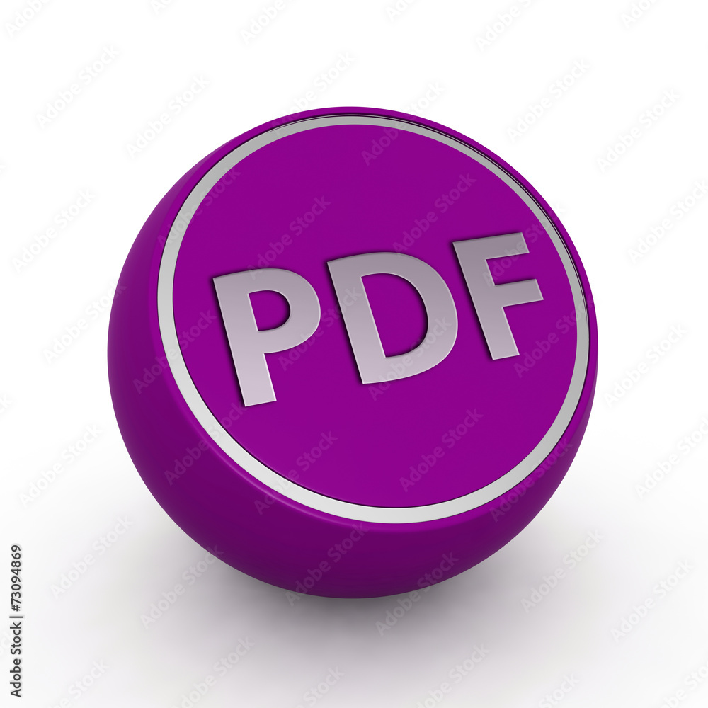 Pdf circular icon on white background Pdf circular icon on white background