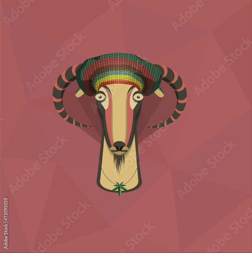 Vector illustration of goat, symbol of 2015. Element for New