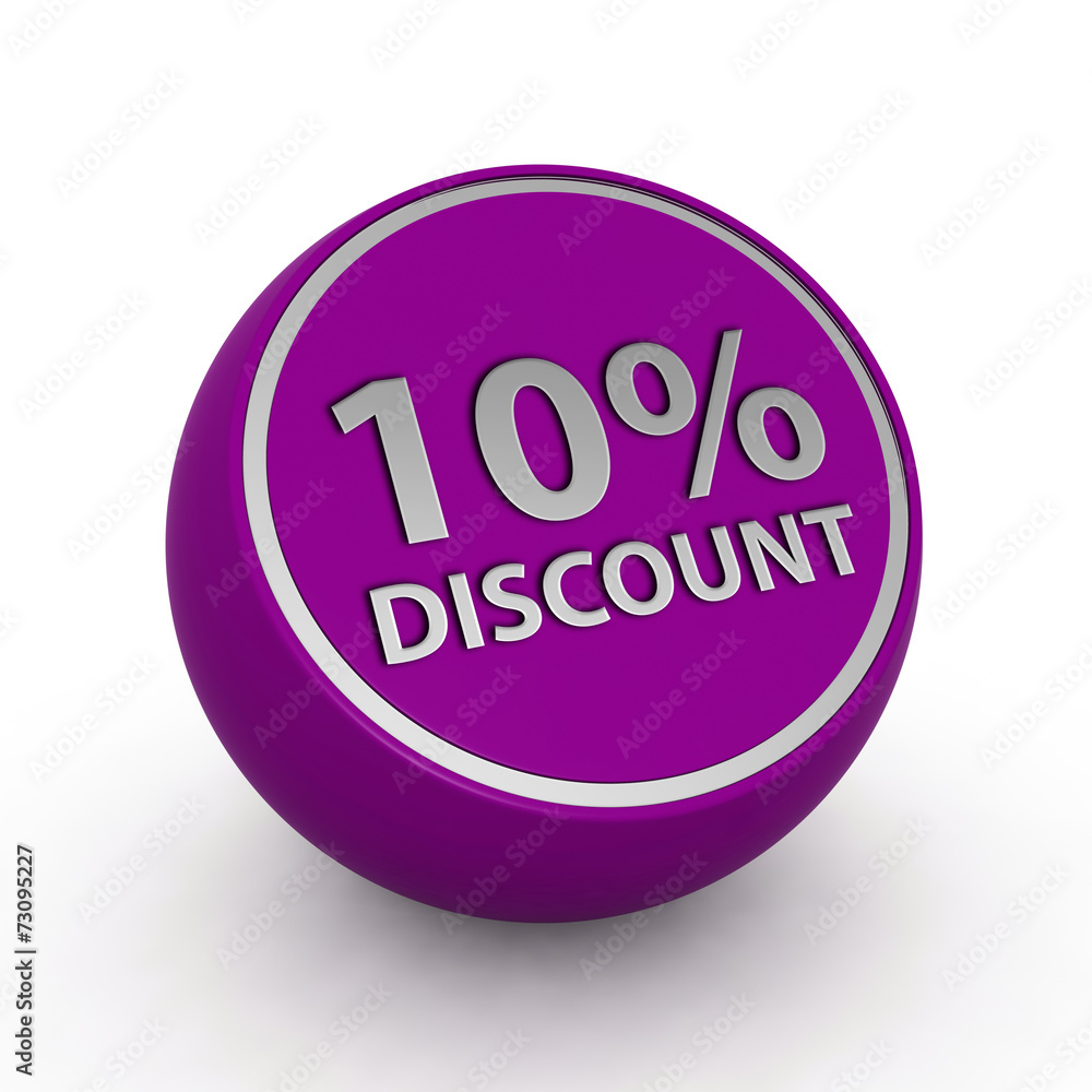 Discount ten percent circular icon on white background Discount ten percent circular icon on white background