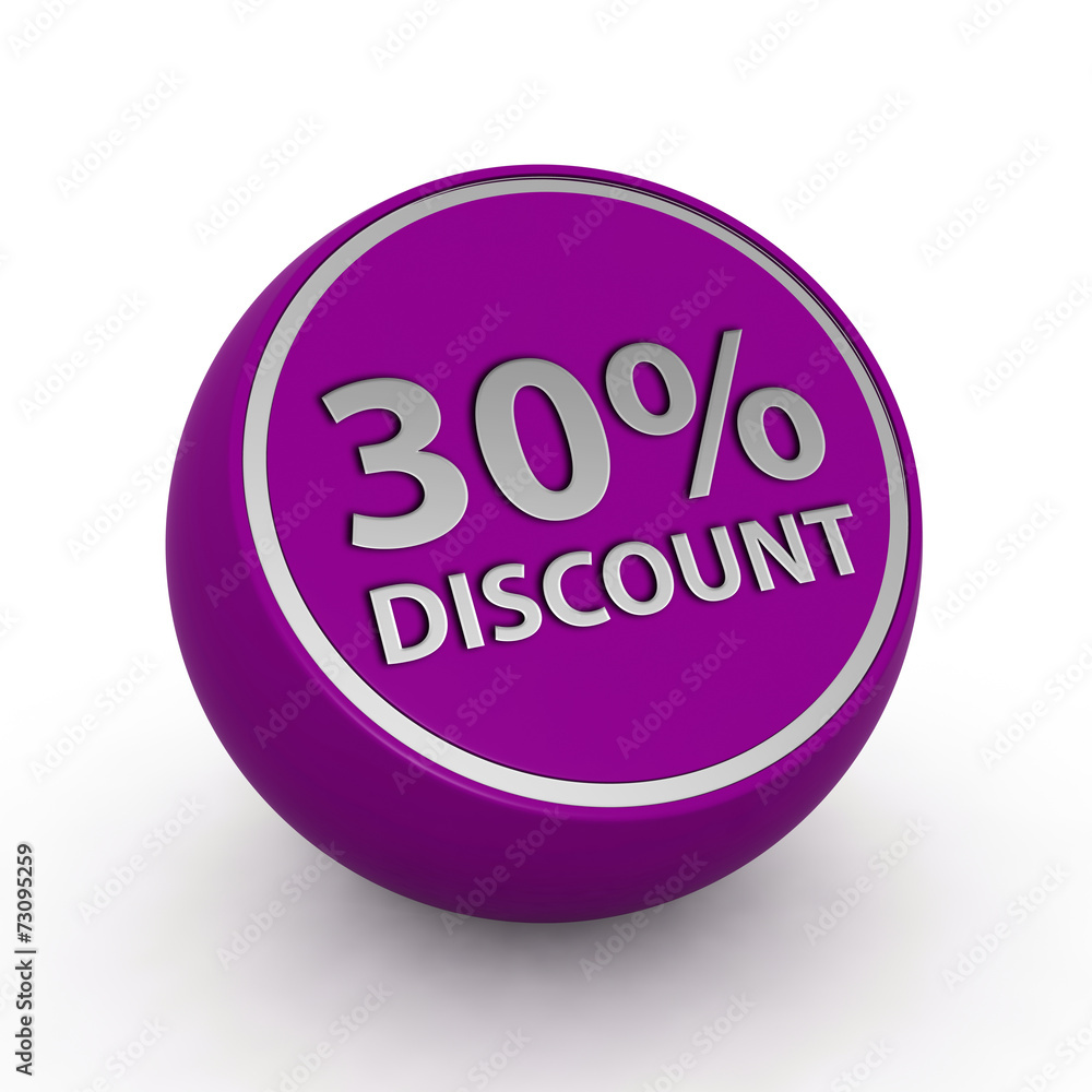 Discount thirty percent circular icon on white background Discount thirty percent circular icon on white background