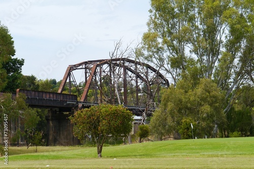 The rail bridge at Gundagai over the Murrumbidgee river photo