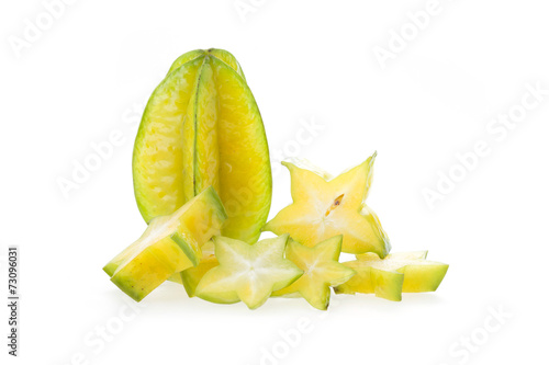 carambola, star fruit isolated on white background