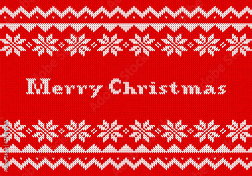 red and white Christmas knit greeting card