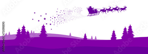 Weihnachskarte, Panorama, Weihnachtsmann, Rentiere, Santa Claus