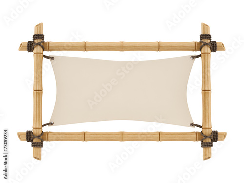 render of a bamboo sign, isolated on white