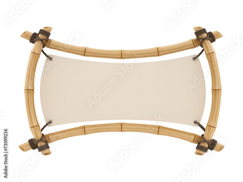 render of a bamboo sign, isolated on white