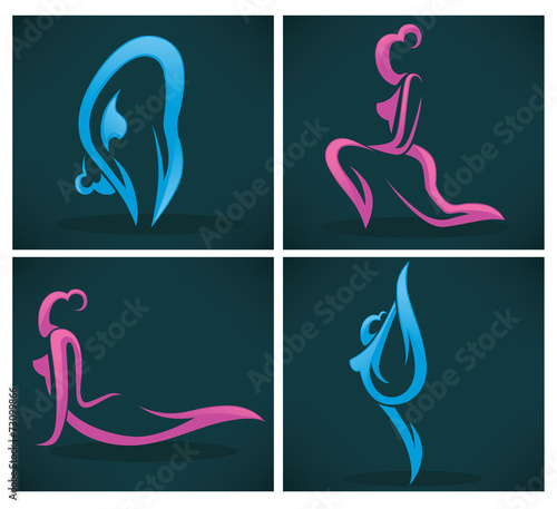 yoga practice and other woman exercise
