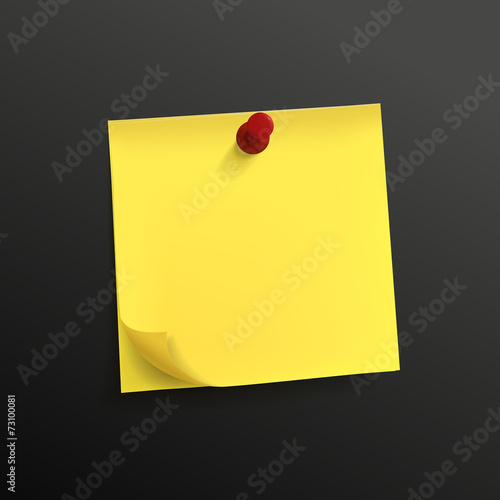 yellow note paper with pin