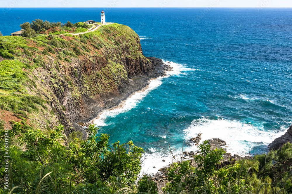 The Kilauea Point and the lighthouse in Kauai, Hawaii