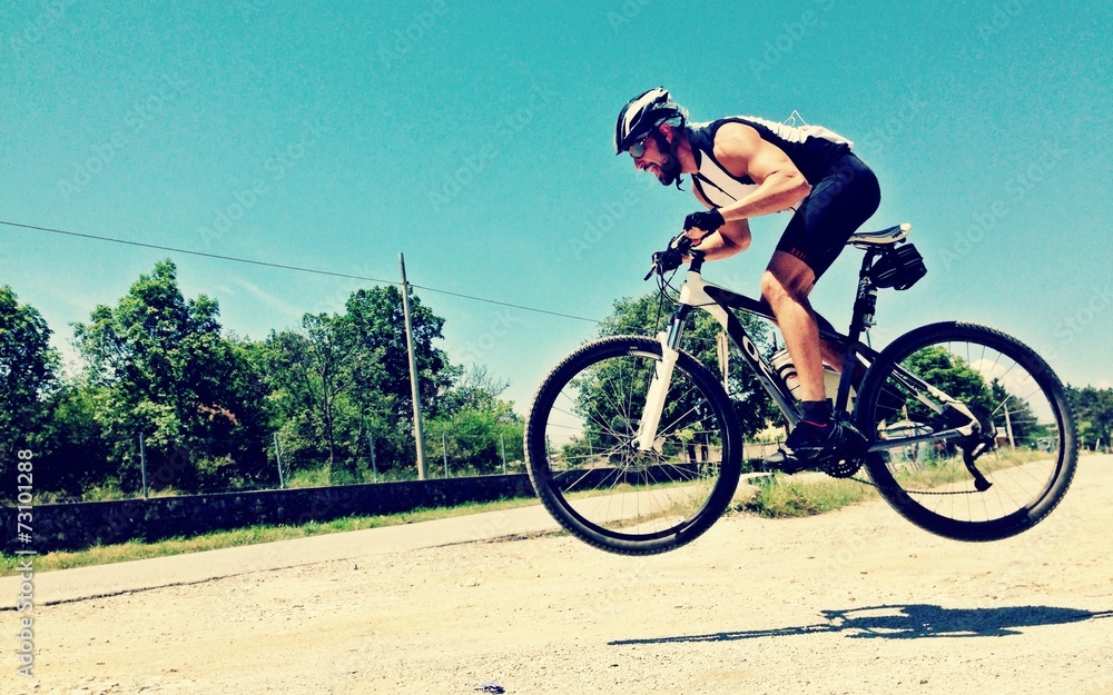 Professional rider during a bike race competition