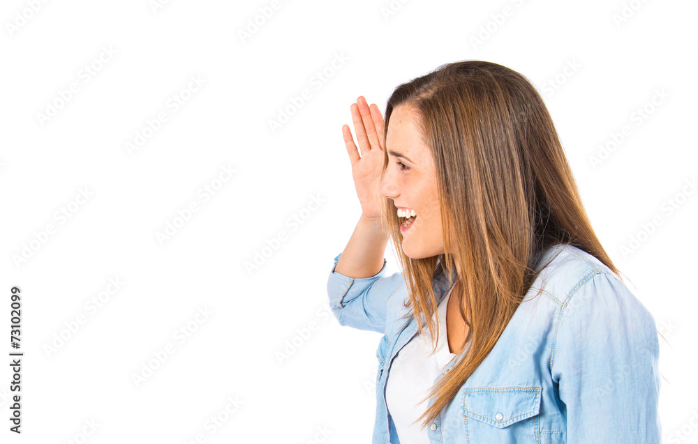Girl shouting over isolated white background Girl shouting over isolated white background