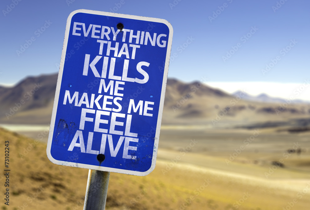 Everything That Kills Me Makes Me Feel Alive sign