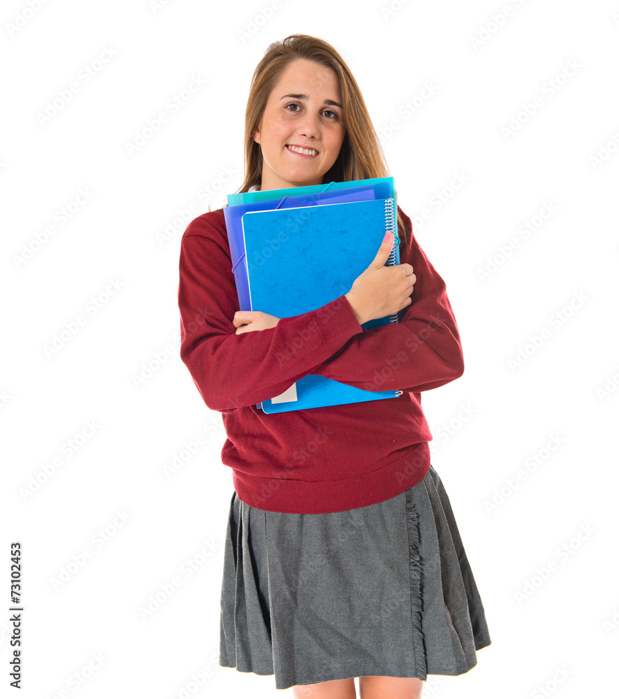 Happy student over white background Happy student over white background