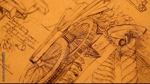 14th Century Leonardo da Vinci engineering drawing 