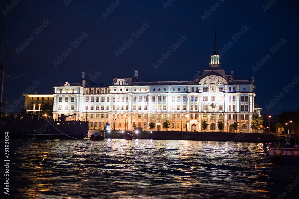 City of St. Petersburg, night views from the motor ship 1206.