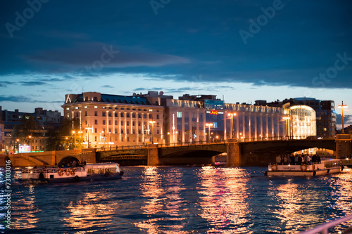 City of St. Petersburg, night views from the motor ship 1205.