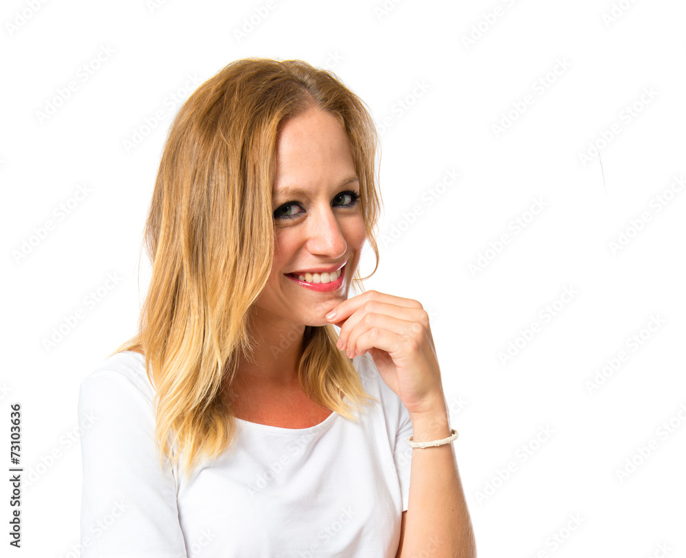 Woman with her arms crossed over white background Woman with her arms crossed over white background