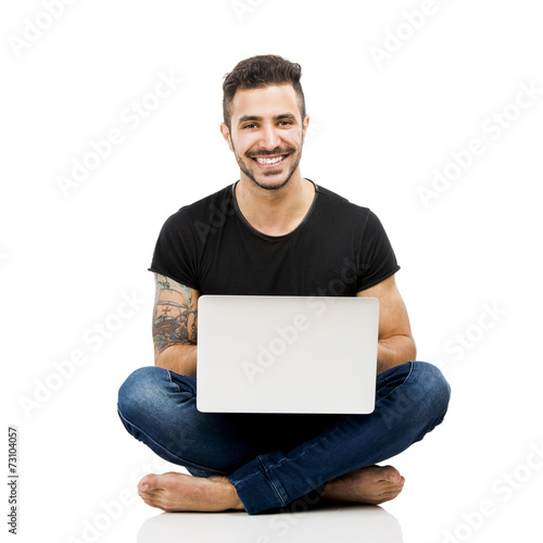 Man working with a laptop