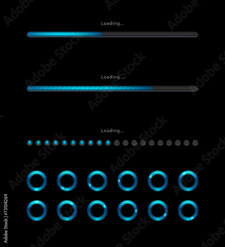 Blue loading bars and spinner