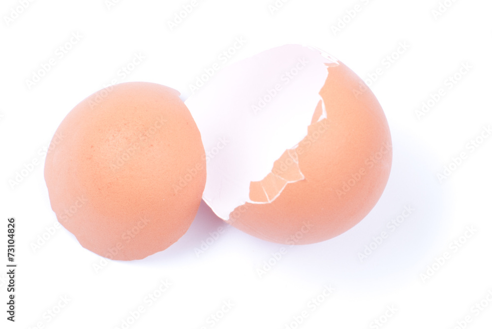 shells of brown eggs isolated on white background with shadow to shells of brown eggs isolated on white background with shadow to