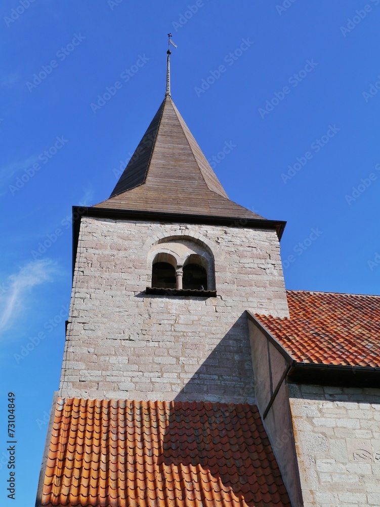 The tower of the Bro church on Gotland in Sweden