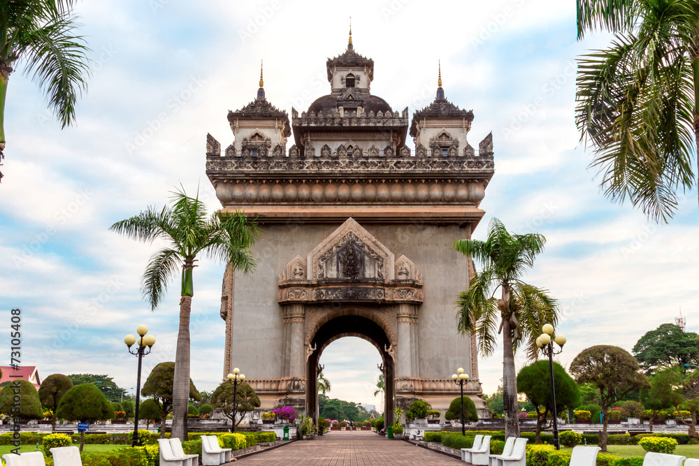 Laos, Vientiane - Patuxai Arch monument.
