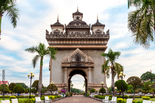 Laos, Vientiane - Patuxai Arch monument. photo